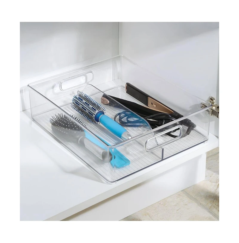 iDesign Divided Storage Bin for Fridge or Pantry, Set of 3, Clear, Made in Usa