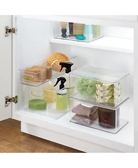 iDesign Small Stackable Bathroom Storage Bin - Set of 4 - Clear - Made in Usa