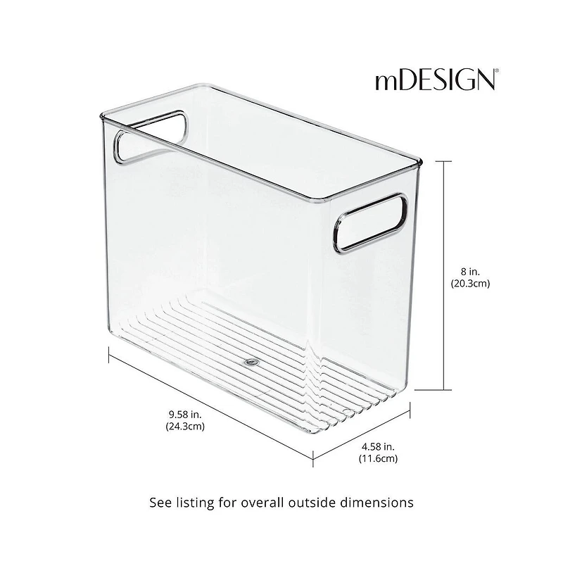 mDesign Tall Plastic Kitchen Storage Organizer Bin with Handles, 2 Pack, Clear, Usa Made