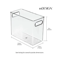 mDesign Tall Plastic Kitchen Storage Organizer Bin with Handles, 2 Pack, Clear, Usa Made