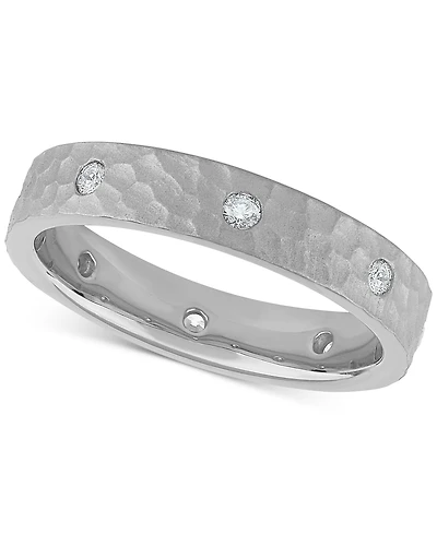 Diamond Studded Textured Band (1/4 ct. t.w.) Platinum or 14k Gold