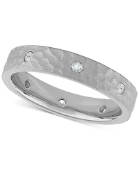 Diamond Studded Textured Band (1/4 ct. t.w.) Platinum or 14k Gold
