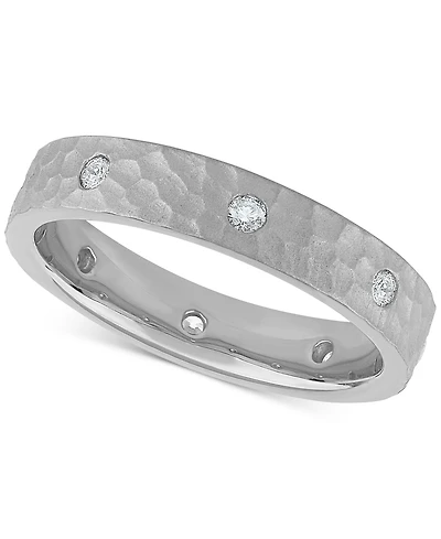 Diamond Studded Textured Band (1/4 ct. t.w.) Platinum or 14k Gold