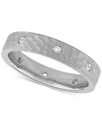 Diamond Studded Textured Band (1/4 ct. t.w.) Platinum or 14k Gold