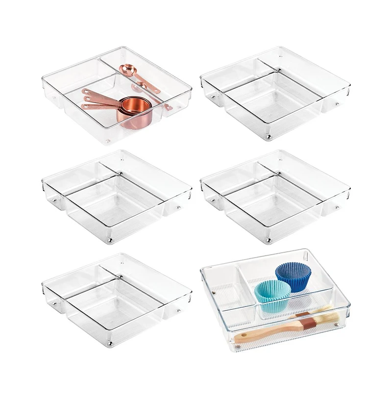 iDesign 3-Section Plastic Drawer Organizer - Set of 6