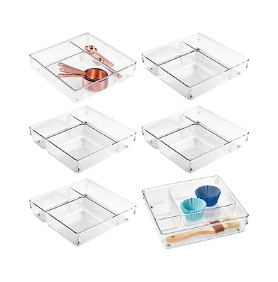 iDesign 3-Section Plastic Drawer Organizer - Set of 6