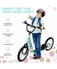 Aosom Kids Scooter Height Adjustable Inflatable Tires Ride On Toy For 5+