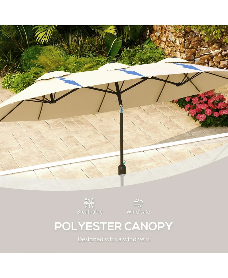 Outsunny 9.7' Double-sided Patio Umbrella Tilt Outdoor Umbrella