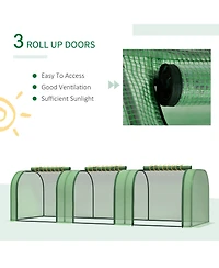 Outsunny Portable Tunneled house with 3 Zippe Doors, Pe Cover