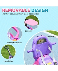 Qaba 3 in 1 Push Car, Sliding Car with Removable Handle, Music, Horn,