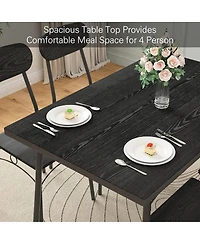 Slickblue Modern Industrial 5-Piece Dining Set with Wood Top Table and 4 Chairs