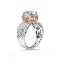 Suzy Levian New York Two-Tone Sterling Silver Oval Cut Center Topaz Cocktail Milano Ring