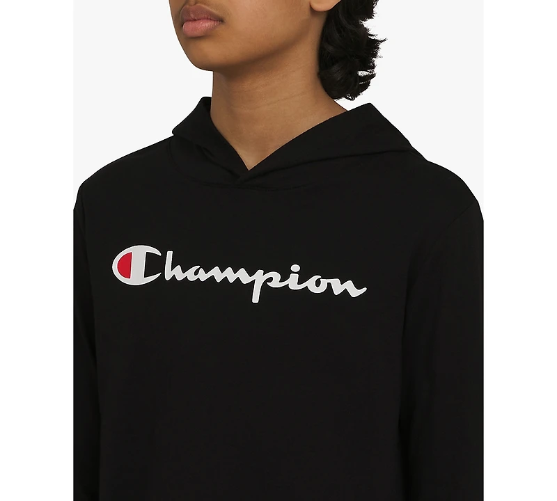 Champion Big Boys Signature Logo Long-Sleeve Hooded T-Shirt