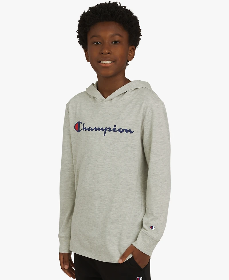 Champion Big Boys Signature Logo Long-Sleeve Hooded T-Shirt