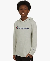 Champion Big Boys Signature Logo Long-Sleeve Hooded T-Shirt
