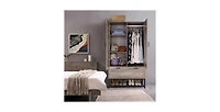 Slickblue Modern 2-Door Wardrobe Cabinet with Shoe Rack for Bedroom Storage and Organization