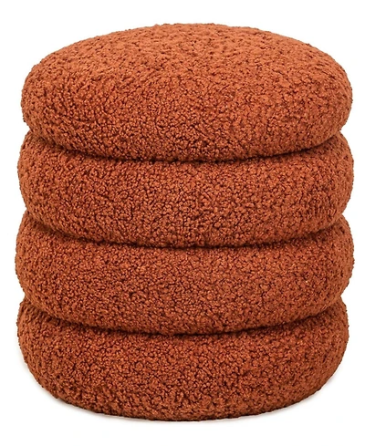 Nordlys - Terracotta Pouf with Storage Vintage Style Upholstery Living Room