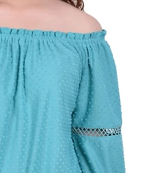 Ny Collection Petite Off The Shoulder Long Sleeve Top