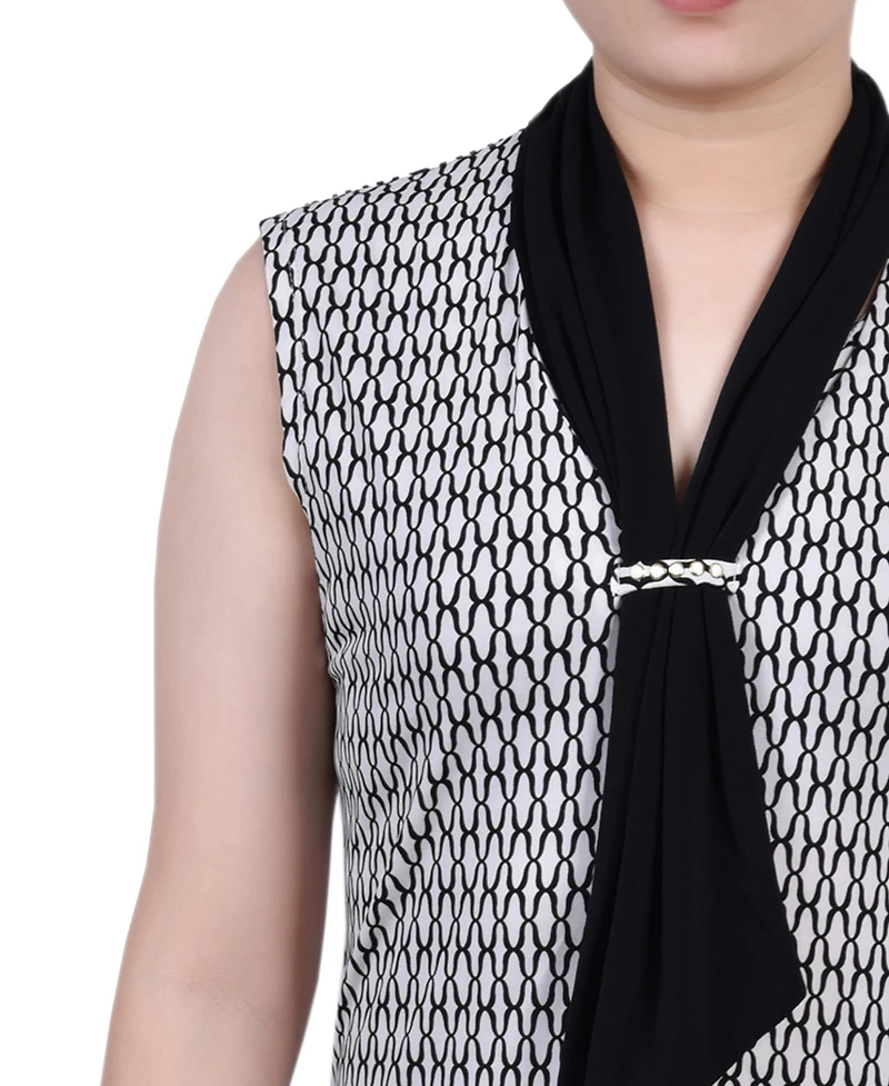Ny Collection Petite Sleeveless Scarf Top