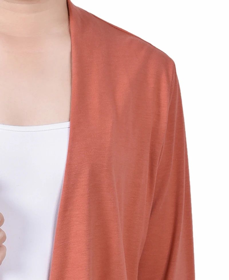 Ny Collection Petite Solid 3/4 Sleeve Cardigan Sweater