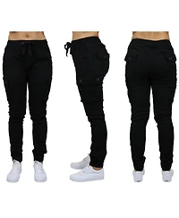 Galaxy By Harvic Women's Loose Fit Cotton Stretch Twill Cargo Joggers