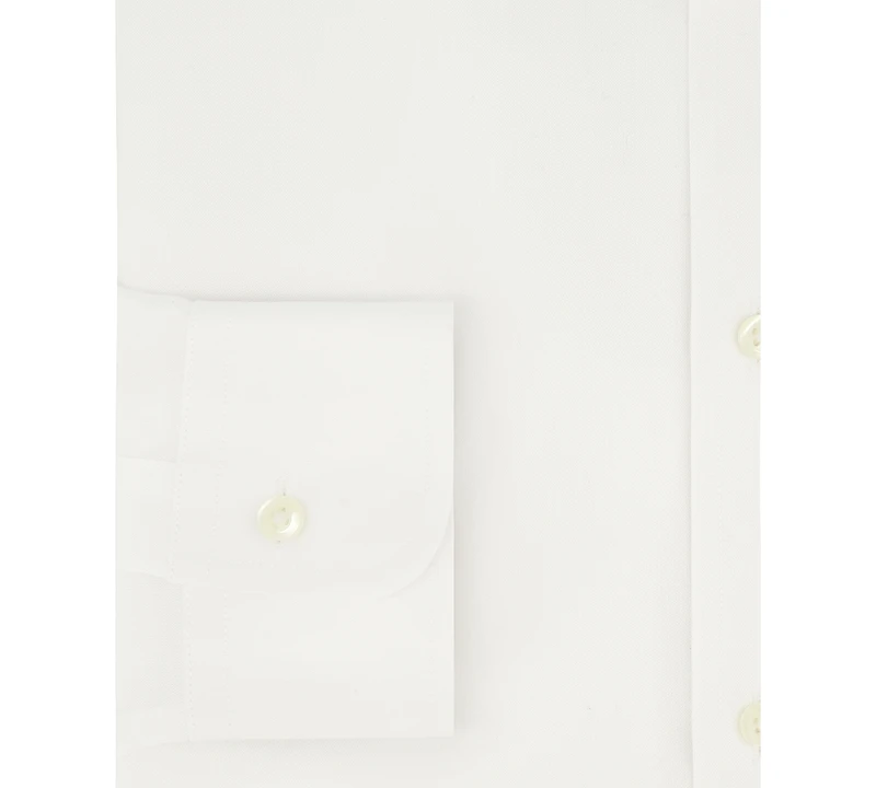 Men's Regular Fit Non-Iron Polo Button-Down Collar Solid Pinpoint Dress Shirt
