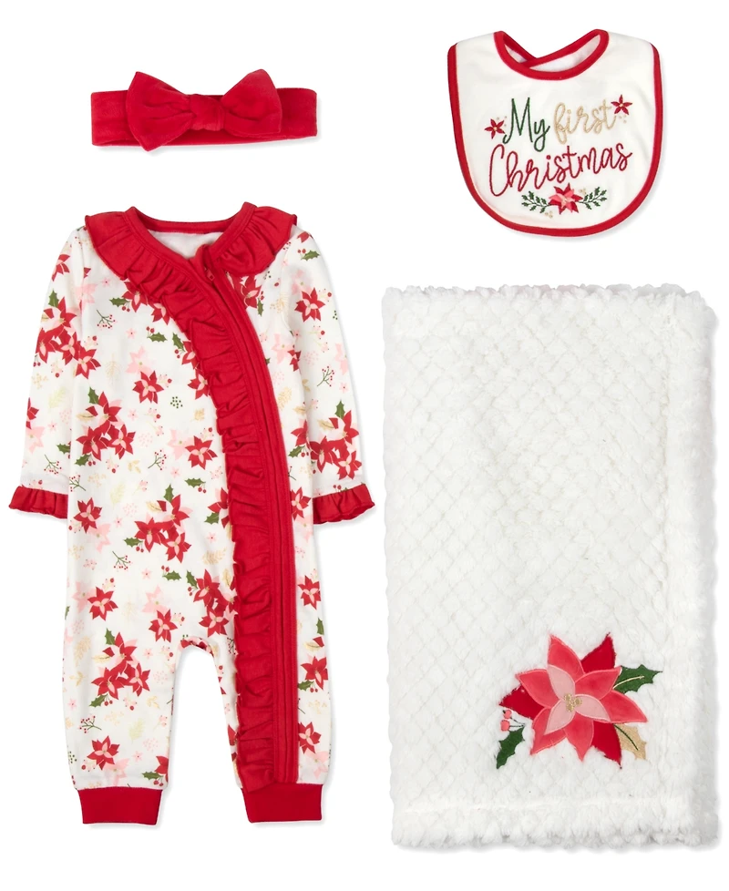Baby Essentials Girls 4-Piece Pointsettia Set