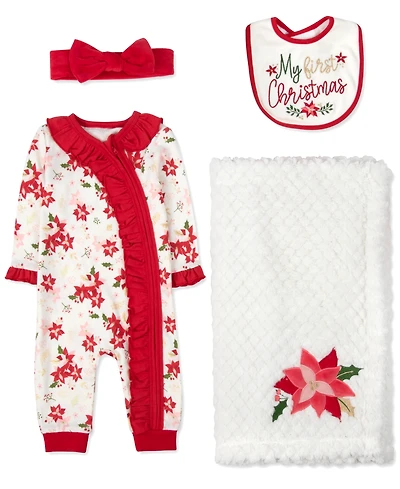Baby Essentials Girls 4-Piece Pointsettia Set