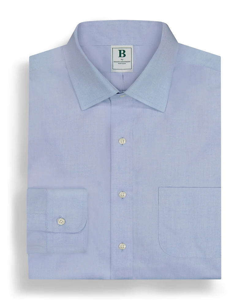 Men's Regular Fit Non-Iron Spread Collar Solid Pinpoint Dress Shirt