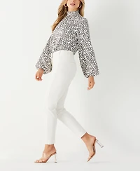 Ella Rafaella Women's Geo Print Smocked Neck Long Sleeve Top