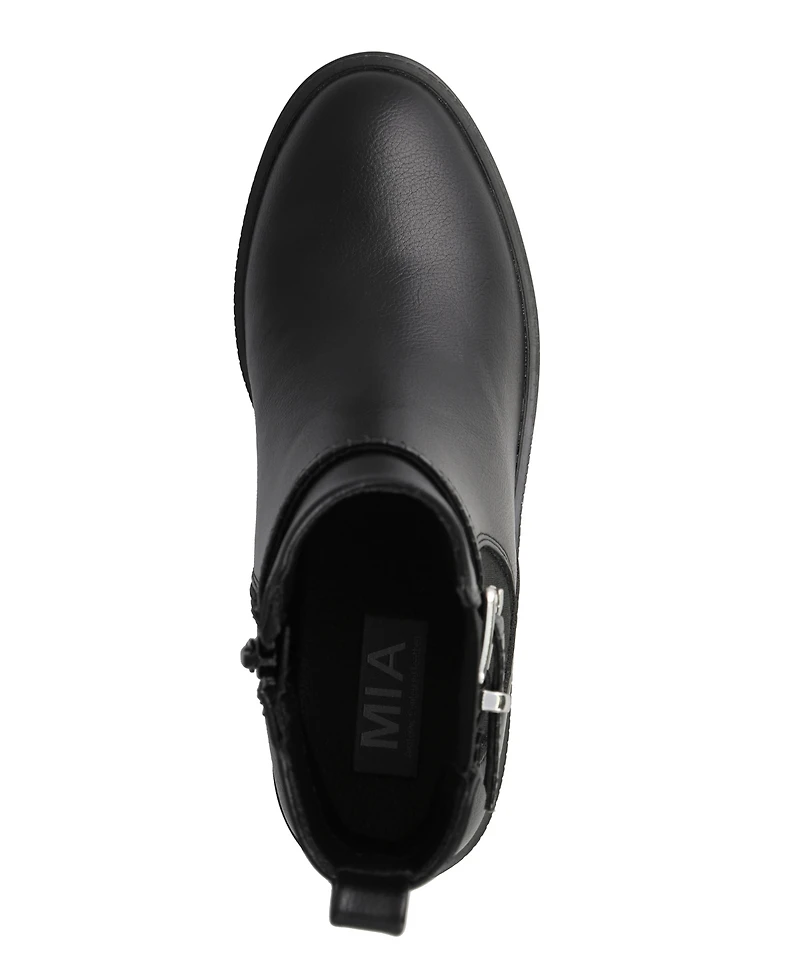 Mia Women's Elis Wedge Heel Buckled Ankle Booties