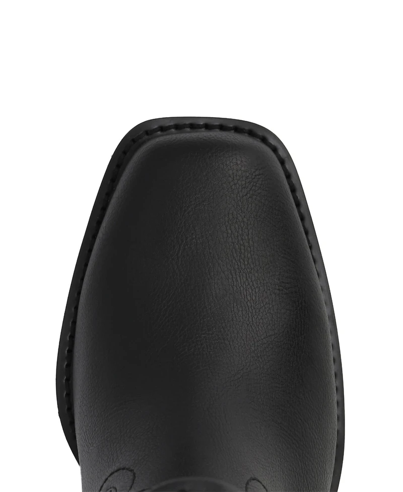 Mia Women's Delores Square Toe Studded Buckle Booties