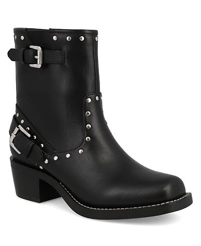Mia Women's Delores Square Toe Studded Buckle Booties