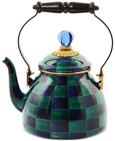 Mackenzie-Childs Juniper Check Enameled 2-Quart Tea Kettle
