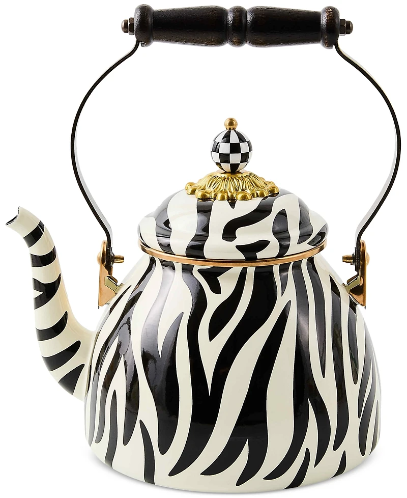 MacKenzie-Childs Zebra Enameled 2-Quart Tea Kettle