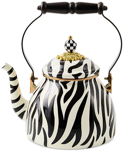 MacKenzie-Childs Zebra Enameled 2-Quart Tea Kettle