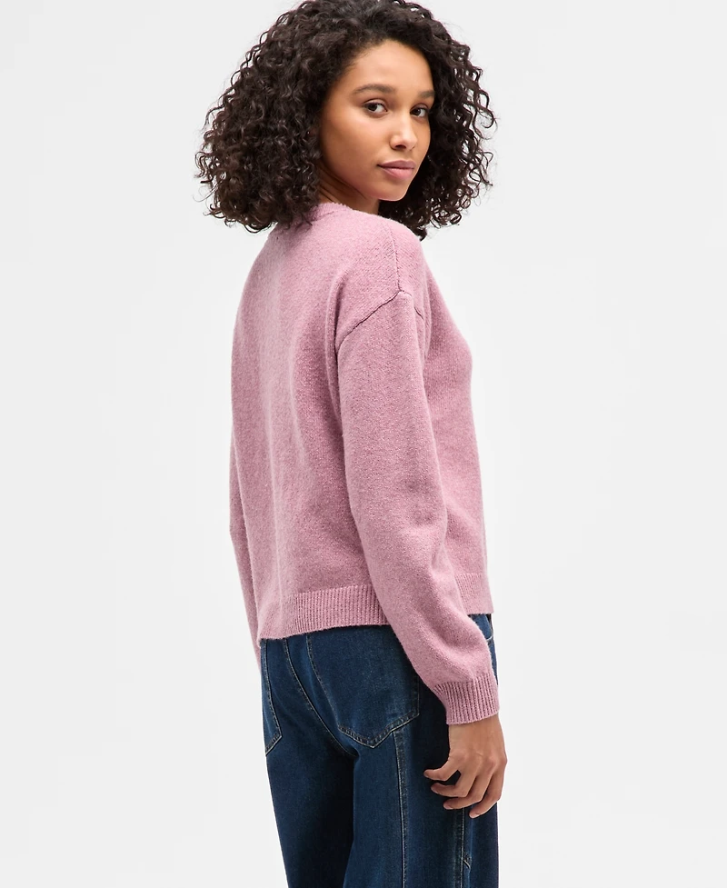 Freshman Juniors' Drop-Shoulder Long-Sleeve Sweater
