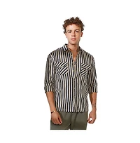 Campus Sutra Men's Candy Striped Oversized Shirt