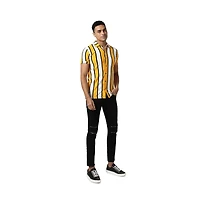 Campus Sutra Men's Yellow Striped Regular Fit Casual Shirt