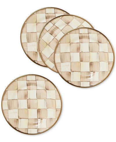 MacKenzie-Childs Mocha Check Appetizer Plates, Set of 4