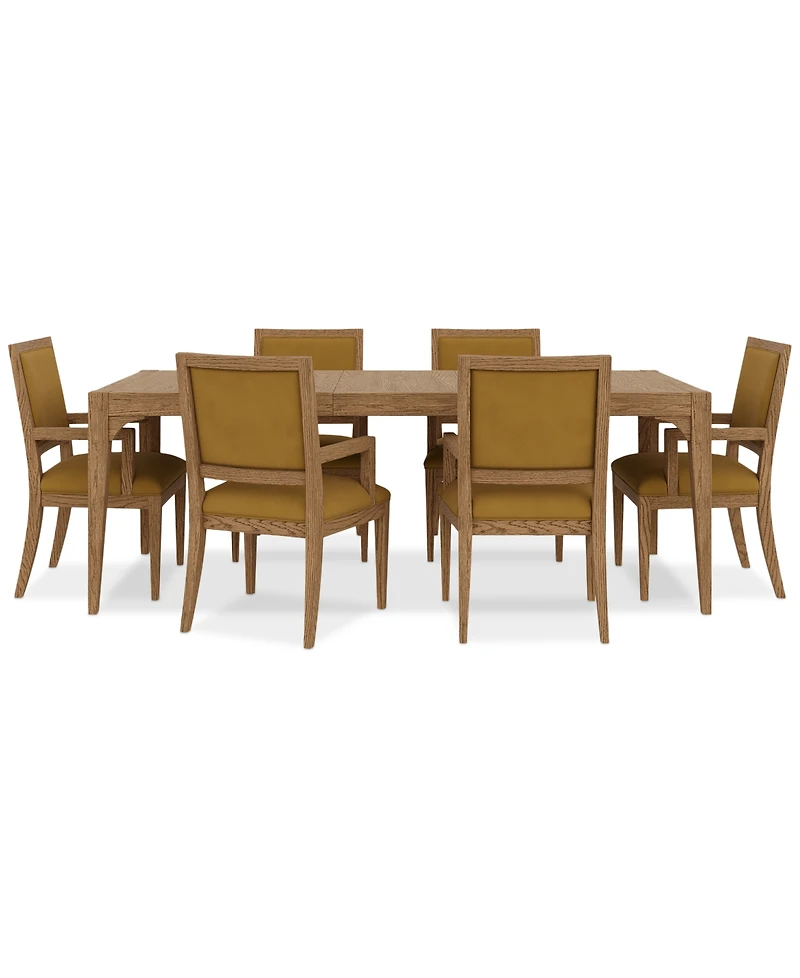 Everleigh Dining 7-Pc. Set (Table & 6 Upholstered Back Arm Chair)