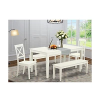 East West Furniture Dining Room Set Linen White