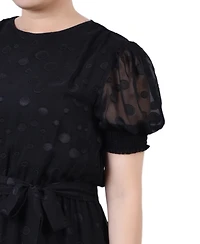 Ny Collection Petite Elbow Sleeve Swiss Dot Dress