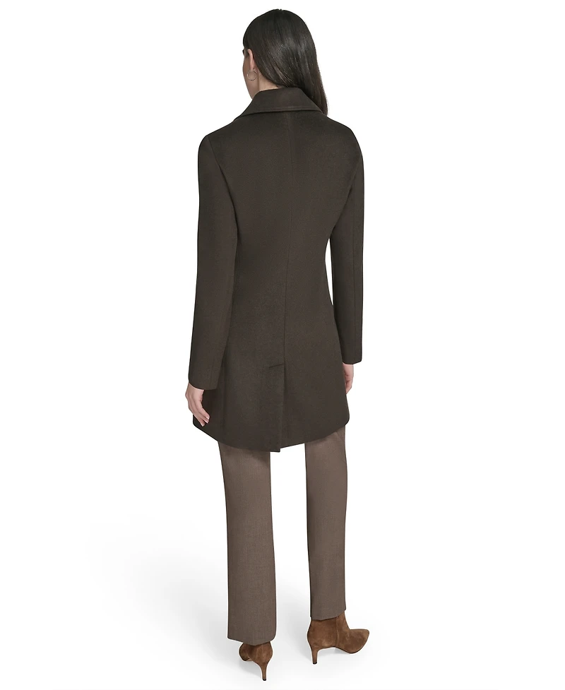 Calvin Klein Womens Single-Breasted Wool Blend Coat