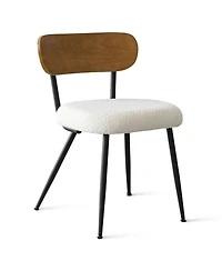 Maison Boucle Modern 5-Piece Dining Set, 47 Inch Wood Grain Table with Fabric Upholstered Chairs for Dining Room-Maison Boucle