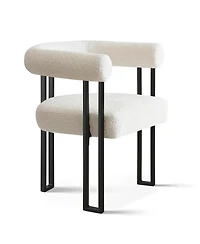 Maison Boucle Compact 35 Inch Round Dining Table Set with 2 Armrest Dining Chairs, Space-Saving Furniture for Modern Kitchen Nook-Maison Boucle