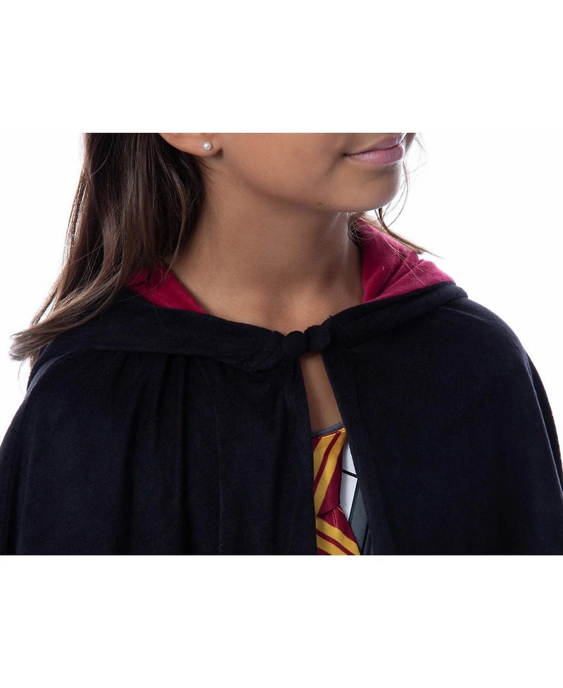 Harry Potter Girls Gryffindor House Uniform Sleeveless Nightgown Pajama With Cape