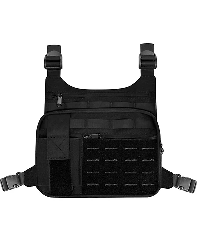 Nakto Tactical Chest Bag Lightweight Running Chest Pack, Water Resistant Running Vest Pack with Phone Holder Running Backpack for Men Women(Black Ches
