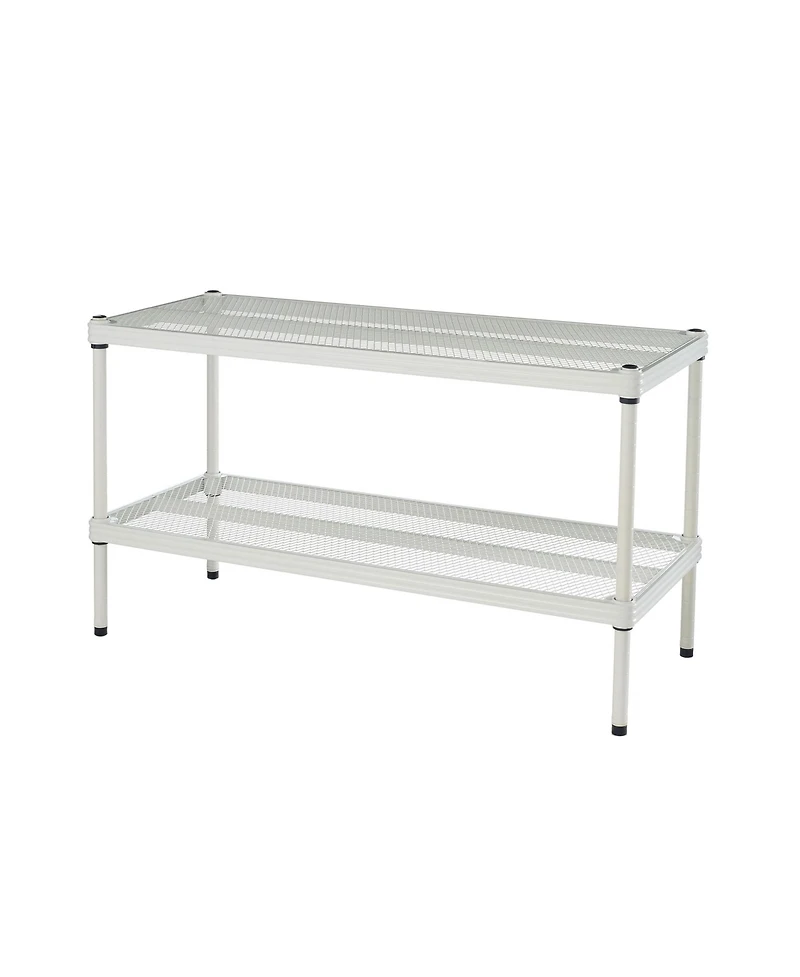 Design Ideas MeshWorks 2 Tier Full-Size Metal Storage Shelving Unit Rack, White