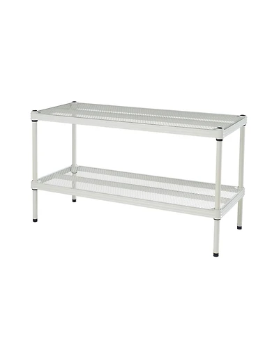 Design Ideas MeshWorks 2 Tier Full-Size Metal Storage Shelving Unit Rack, White